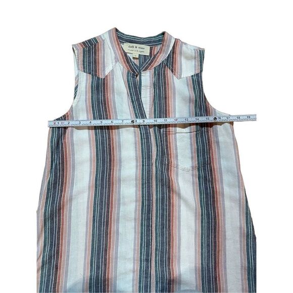 Cloth & Stone Sunburst Fray Button Down Linen Blend Sleeveless Shirt Dress Sz S - Picture 7 of 11